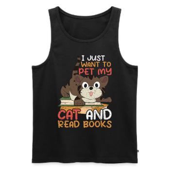 Ich will meine Katze streicheln und Bücher lesen - Männer Premium Bio Tank Top - Schwarz - Vorne - AI Model Male 178 light (178cm)