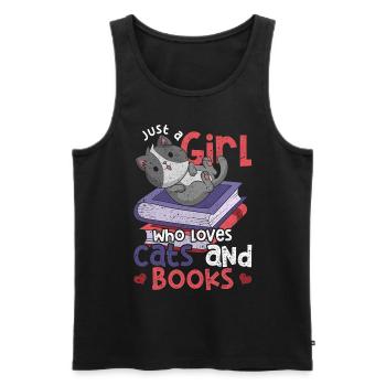 Nur ein Mädchen das Katzen und Bücher liebt Katze - Männer Premium Bio Tank Top - Schwarz - Vorne - AI Model Male 178 light (178cm)