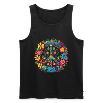 Flower Power Hippie Geburstag - Juli 1982 - Männer Premium Bio Tank Top - Schwarz - Vorne - AI Model Male 178 light (178cm)