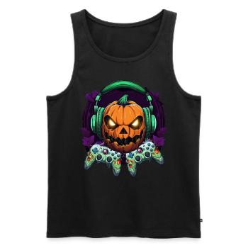 Halloween Pumpkin Gamepad Gamer - Men's Premium Organic Tank Top - black - Front - Michal (187cm)