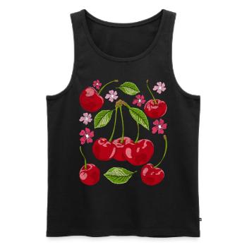 Cherry Blossoms Summer Fruit Gift Sakura Cherry - Débardeur bio Premium Homme - noir - Devant - Michal (187cm)