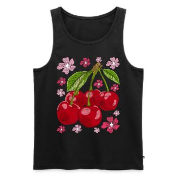 Cadeau de fruits d’été en fleur de cerisier Sakura Cherry - Débardeur bio Premium Homme - noir - Devant - Michal (187cm)