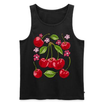 Sakura Cadeau de fruits d’été Cerisier Fleur - Débardeur bio Premium Homme - noir - Devant - Michal (187cm)
