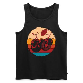 Retro Summer Fruit Cherry Lover Gift Cherry - Men's Premium Organic Tank Top - black - Front - AI Model Male 178 light (178cm)