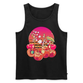 Fruit 90s Vaporwave Sakura Fruit Cadeau Cerise - Débardeur bio Premium Homme - noir - Devant - Michal (187cm)