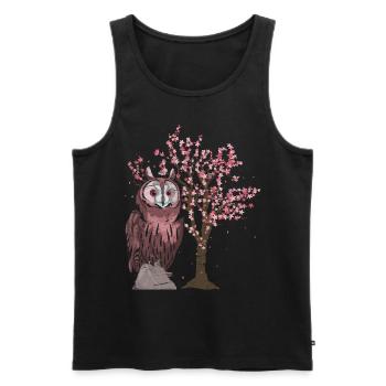 Tier Kirschblüten Baum Vogel Geschenk Sakura Eule - Männer Premium Bio Tank Top - Schwarz - Vorne - AI Model Male 178 light (178cm)