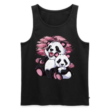 Cerisier Fleur Panda Ours Cadeau Sakura Panda - Débardeur bio Premium Homme - noir - Devant - Michal (187cm)