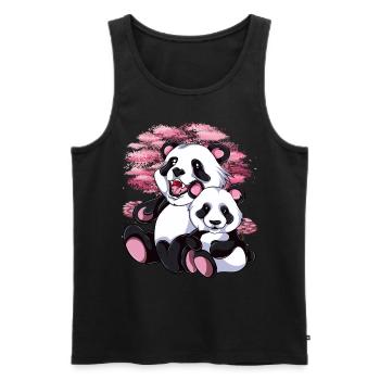 Sakura Panda Bär Baby Geschenk Kirschblüten Panda - Männer Premium Bio Tank Top - Schwarz - Vorne - Michal (187cm)