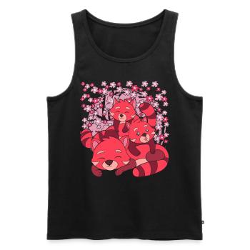 Sakura Zoo Tier Geschenk Kirschblüten Roter Panda - Männer Premium Bio Tank Top - Schwarz - Vorne - Michal (187cm)