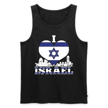 Israeli Flag Heart Israeli Gift Israel - Men's Premium Organic Tank Top - black - Front - AI Model Male 178 light (178cm)