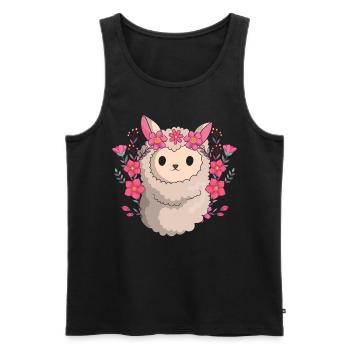 Zoo Tier Süßes Lama Geschenk Blumen Alpaka - Männer Premium Bio Tank Top - Schwarz - Vorne - Michal (187cm)