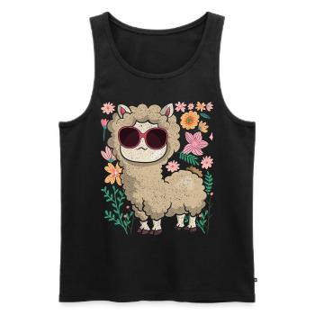 Coole Sonnenbrille Blumen Alpaka Geschenk Lama - Männer Premium Bio Tank Top - Schwarz - Vorne - Michal (187cm)