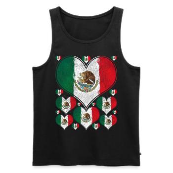 Drapeau mexicain Coeur Cadeau mexicain Mexique - Débardeur bio Premium Homme - noir - Devant - Michal (187cm)