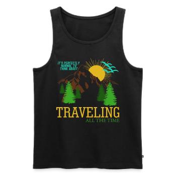 Reise Verreisen Wandern Urlaub - Männer Premium Bio Tank Top - Schwarz - Vorne - AI Model Male 178 light (178cm)
