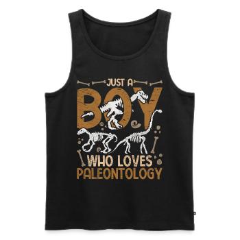 Nur ein Junge der Paläontologie liebt Paläontologe - Männer Premium Bio Tank Top - Schwarz - Vorne - Michal (187cm)