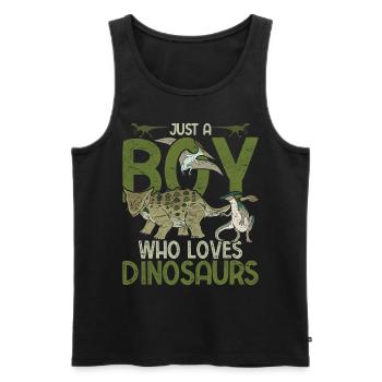 Nur ein Junge der Dinosaurier liebt Paläontologie - Männer Premium Bio Tank Top - Schwarz - Vorne - Michal (187cm)