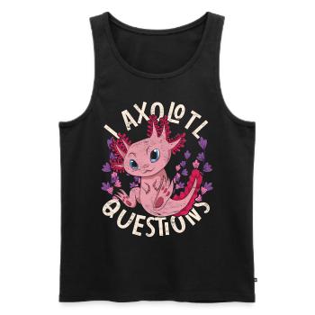 Je pose beaucoup de questions Funny Gift Axolotl - Débardeur bio Premium Homme - noir - Devant - Michal (187cm)