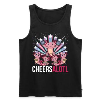 Cheersalotl Amphibian Cadeau Cheerleading Axolotl - Débardeur bio Premium Homme - noir - Devant - AI Model Male 178 light (178cm)