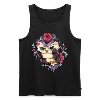 Animal Wise Bird Gift Cute Flower Owl - Débardeur bio Premium Homme - noir - Devant - Michal (187cm)