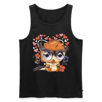 Hearts Wise Bird Gift Forest Animal Cute Owl - Men's Premium Organic Tank Top - black - Front - Michal (187cm)