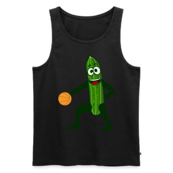 Gurke spielt Basketball Gurken - Männer Premium Bio Tank Top - Schwarz - Vorne - AI Model Male 178 light (178cm)