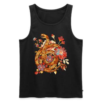 Vintage Flowers Predator Gift Reptile Snake - Men's Premium Organic Tank Top - black - Front - Michal (187cm)