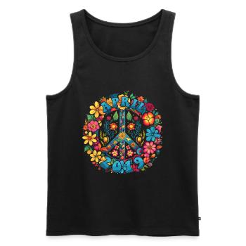 Flower Power Hippie Birthday - Avril 2019 - Débardeur bio Premium Homme - noir - Devant - Michal (187cm)