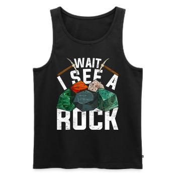 Wait, I see a stone Funny Geology - Men's Premium Organic Tank Top - black - Front - Michal (187cm)