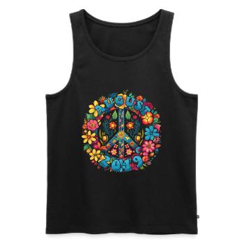 Flower Power Hippie Birthday - Août 2019 - Débardeur bio Premium Homme - noir - Devant - Michal (187cm)