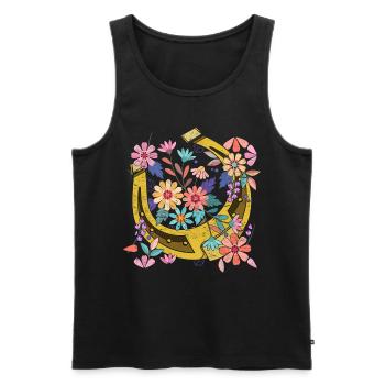 Pferde reiten Geschenk Hübsches Blumen Hufeisen - Männer Premium Bio Tank Top - Schwarz - Vorne - AI Model Male 178 light (178cm)