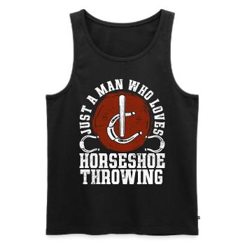 Nur ein Mann der Hufeisen werfen liebt Hufeisen - Männer Premium Bio Tank Top - Schwarz - Vorne - AI Model Male 178 light (178cm)