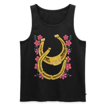 Pferdesport Geschenk Hübsches Blumen Hufeisen - Männer Premium Bio Tank Top - Schwarz - Vorne - AI Model Male 178 light (178cm)