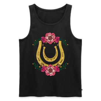Hübsche Blumen Pferde Reiten Geschenk Hufeisen - Männer Premium Bio Tank Top - Schwarz - Vorne - AI Model Male 178 light (178cm)