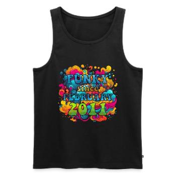 Funky Birthday: Février 2011 - Psychadelic - Débardeur bio Premium Homme - noir - Devant - AI Model Male 178 light (178cm)