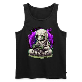 Gaming Halloween Zombie Mummy with Controller Gamer - Men's Premium Organic Tank Top - black - Front - Michal (187cm)