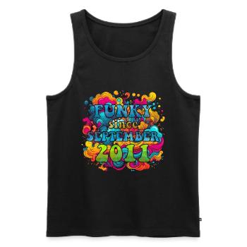 Funky Birthday: Septembre 2011 - Psychadelic - Débardeur bio Premium Homme - noir - Devant - AI Model Male 178 light (178cm)