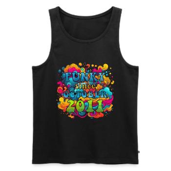 Funky Birthday: Octobre 2011 - Psychadelic - Débardeur bio Premium Homme - noir - Devant - AI Model Male 178 light (178cm)
