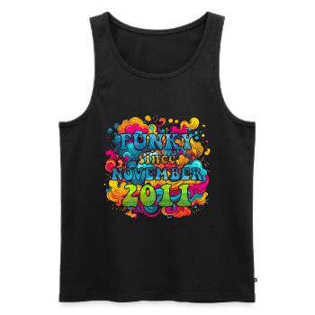 Funky Birthday: Novembre 2011 - Psychadelic - Débardeur bio Premium Homme - noir - Devant - AI Model Male 178 light (178cm)