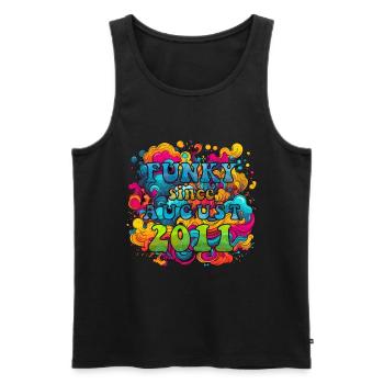 Funky Birthday: Août 2011 - Psychadelic - Débardeur bio Premium Homme - noir - Devant - AI Model Male 178 light (178cm)