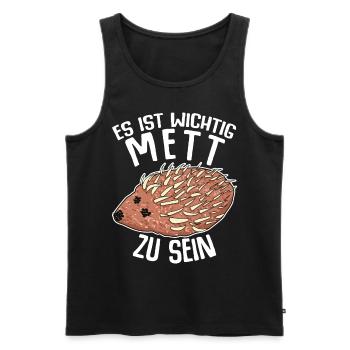 Mettigel Hackfleisch Mett Hack - Männer Premium Bio Tank Top - Schwarz - Vorne - Michal (187cm)
