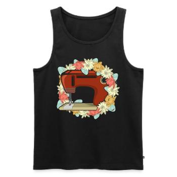 Flowers Blossoms Seamstress Sewing Machine Gift Sewing - Men's Premium Organic Tank Top - black - Front - AI Model Male 178 light (178cm)