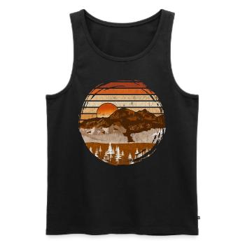 Retro Sunset Nature - Men's Premium Organic Tank Top - black - Front - Michal (187cm)