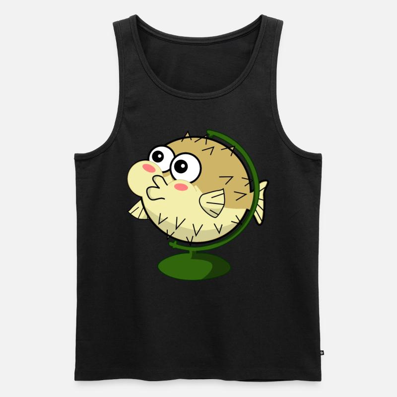 Lustiger Kugelfisch - Männer Premium Bio Tank Top - Schwarz