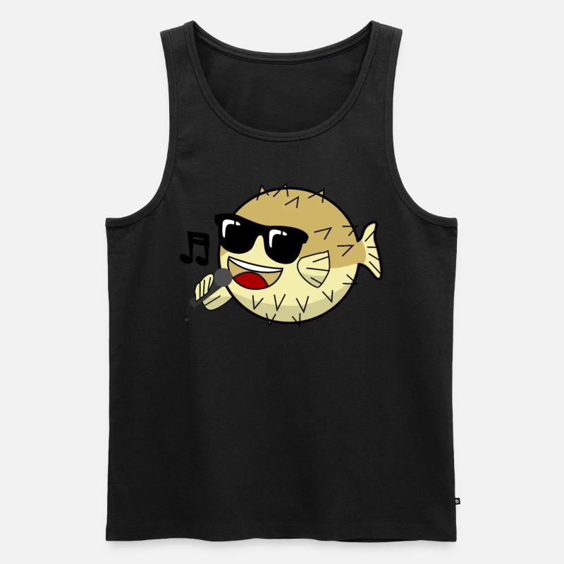 Singing Puffer Fish - Männer Premium Bio Tank Top - Schwarz