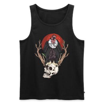 Bird of Prey Skull Bird Gift Full Moon Vulture - Men's Premium Organic Tank Top - black - Front - AI Model Male 178 light (178cm)