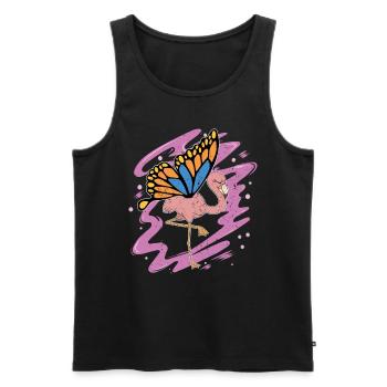 Cadeau d’oiseau tropical Papillon Flamant rose - Débardeur bio Premium Homme - noir - Devant - Michal (187cm)