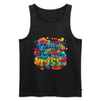 Funky Geburtstag: September 1955 - Psychadelic - Männer Premium Bio Tank Top - Schwarz - Vorne - Michal (187cm)
