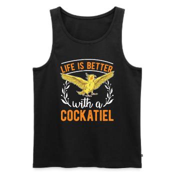 La vie animale est meilleure avec un cockatiel - Débardeur bio Premium Homme - noir - Devant - AI Model Male 178 light (178cm)