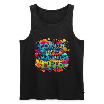 Funky Geburtstag: Februar 1976 - Psychadelic - Männer Premium Bio Tank Top - Schwarz - Vorne - Michal (187cm)