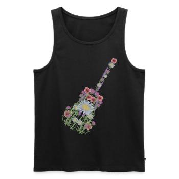 Guitare Fleurs Guitariste Musique - Débardeur bio Premium Homme - noir - Devant - Michal (187cm)
